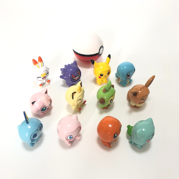 Pokemon Figuras de Accion, Picachu, Bulbasaur, Pokeball, Juguete que cambia la cara para Niños y Niñas, SET 12 pcs