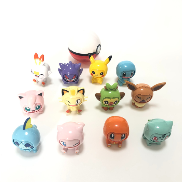 Pokemon Figuras de Accion, Picachu, Bulbasaur, Pokeball, Juguete que cambia la cara para Niños y Niñas