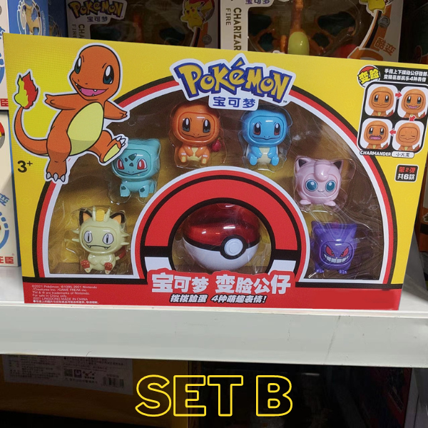 Pokemon Figuras de Accion, Picachu, Bulbasaur, Pokeball, Juguete que cambia la cara para Niños y Niñas