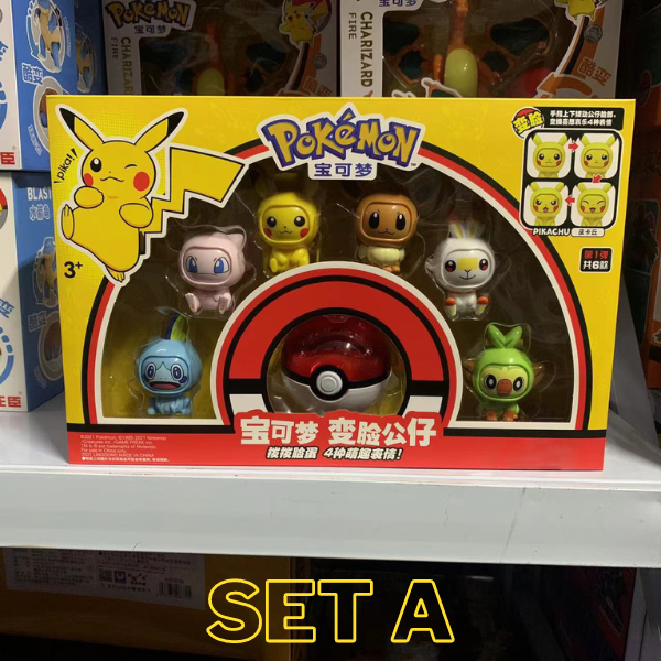 Pokemon Figuras de Accion, Picachu, Bulbasaur, Pokeball, Juguete que cambia la cara para Niños y Niñas