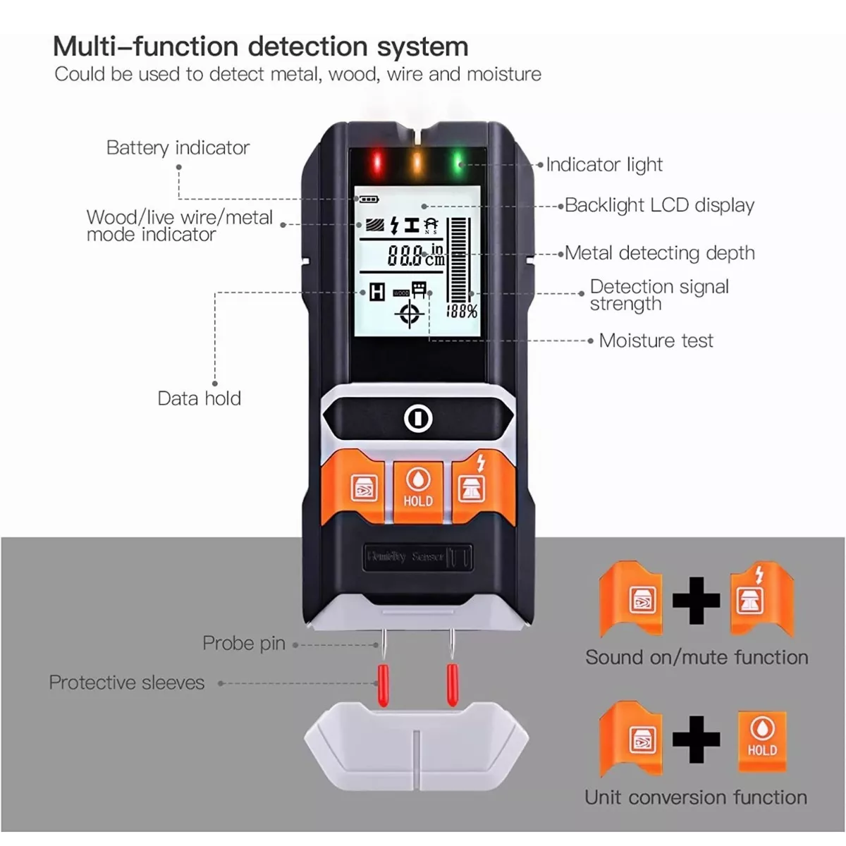  Detector De Metales Multifuncional Detector De Pared