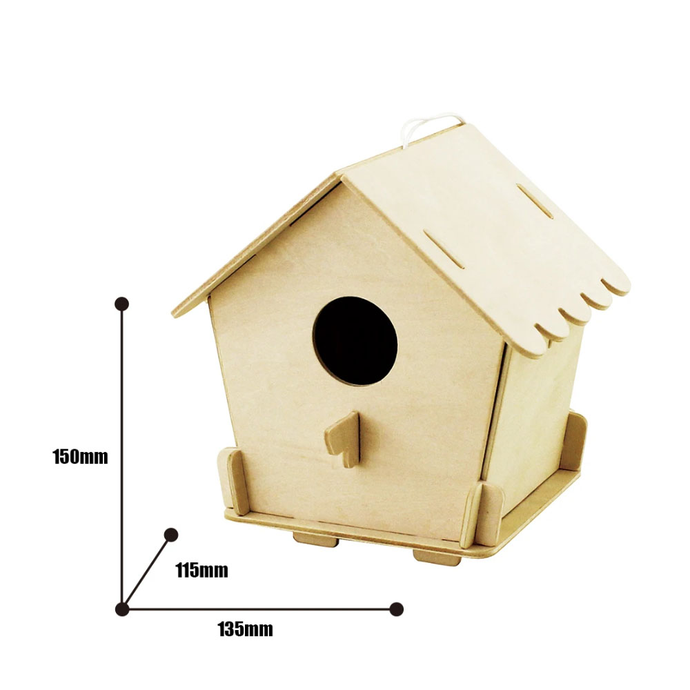 Rompecabezas Casa Pájaros Bloques Armable Madera Pintura Robotime
