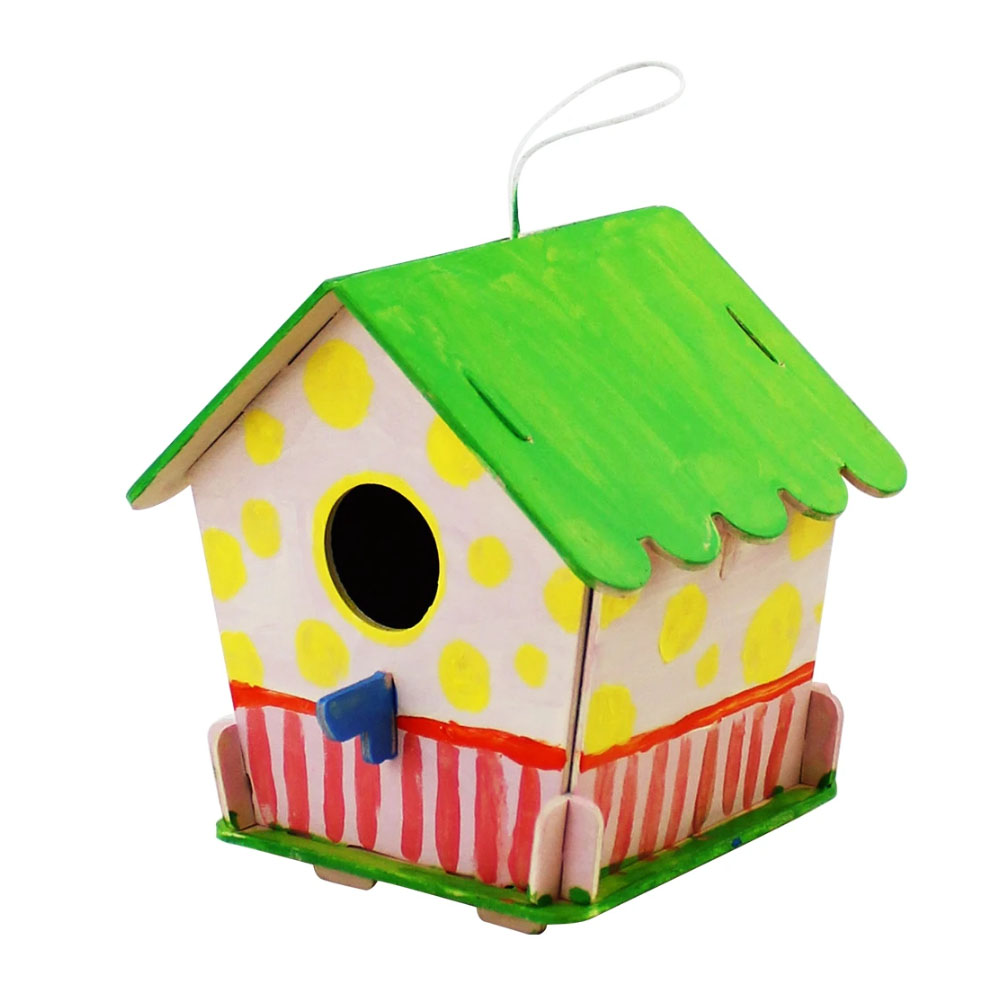 Rompecabezas Casa Pájaros Bloques Armable Madera Pintura Robotime