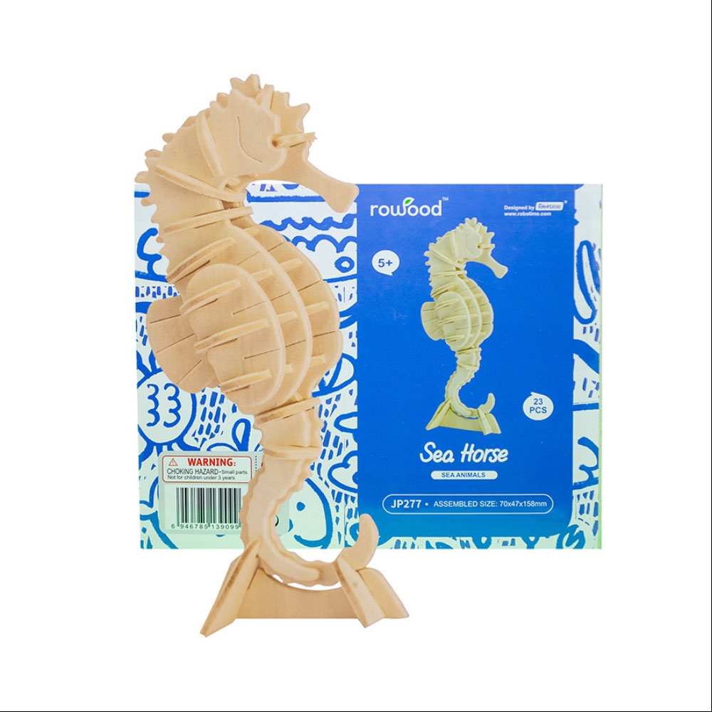 Rompecabezas Caballo De Mar 3D Madera Colección Robotime