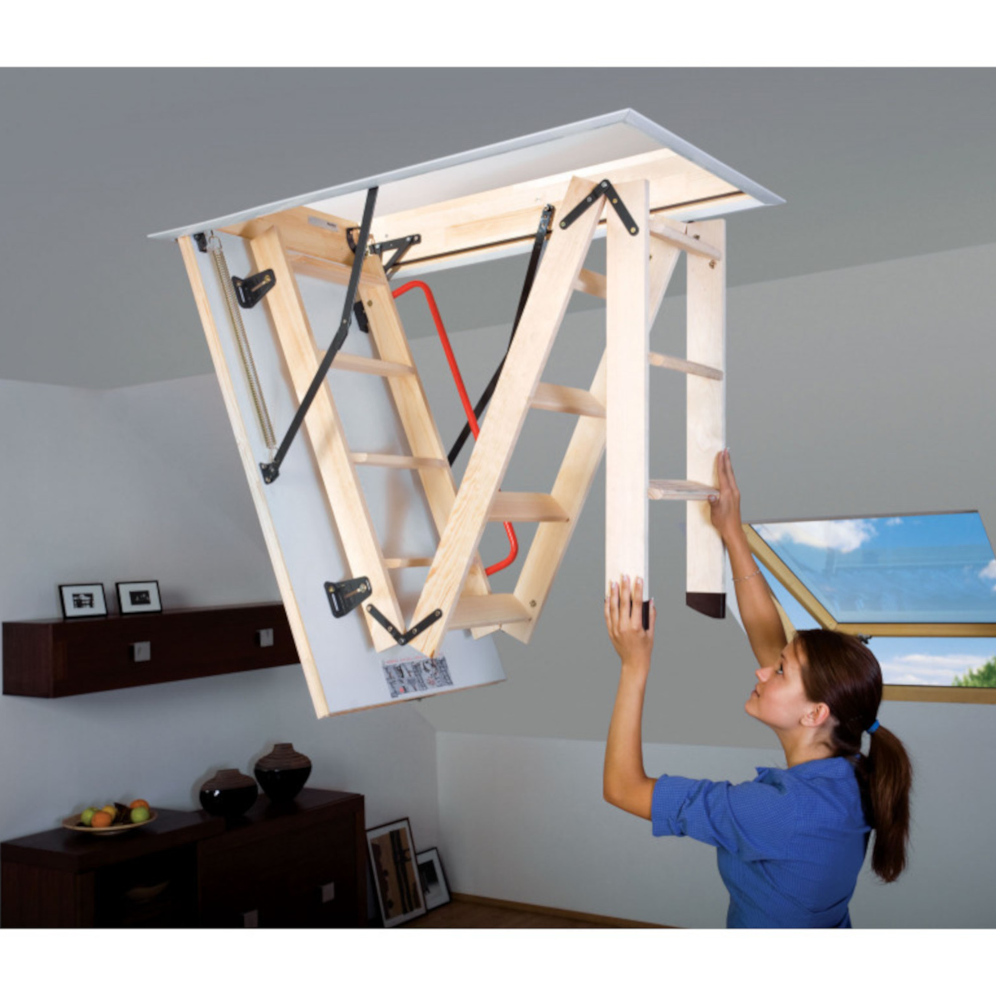 FAKRO Escalera de Ático Fabricada en Madera, Estilo LWK Komfort, Altura al Piso 280 CM