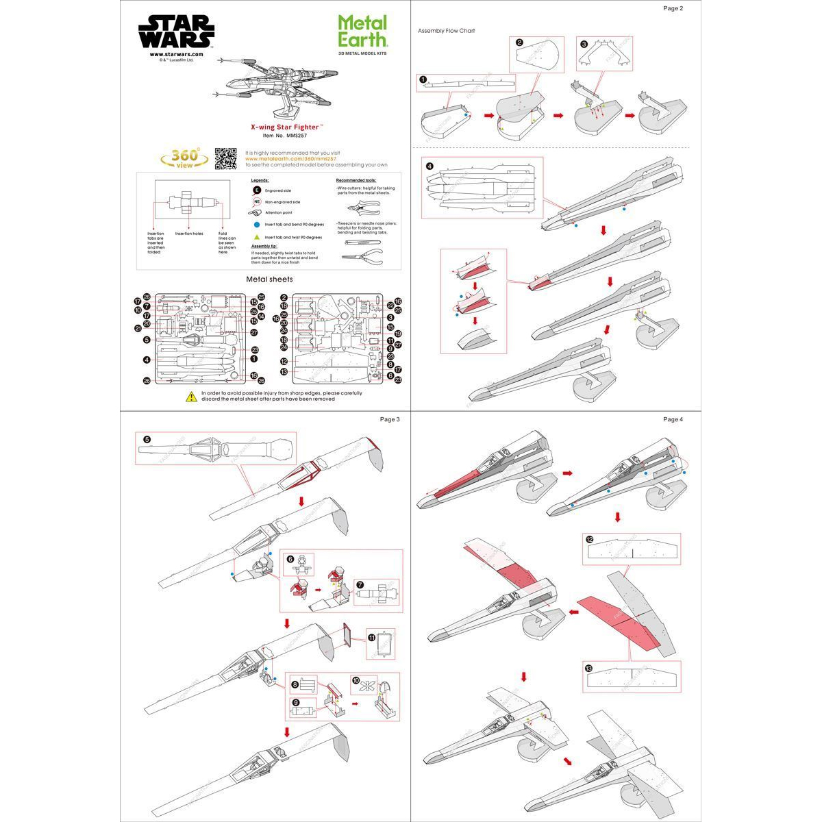 Rompecabezas Metálico 3d Modelo Caza Star Fighter X