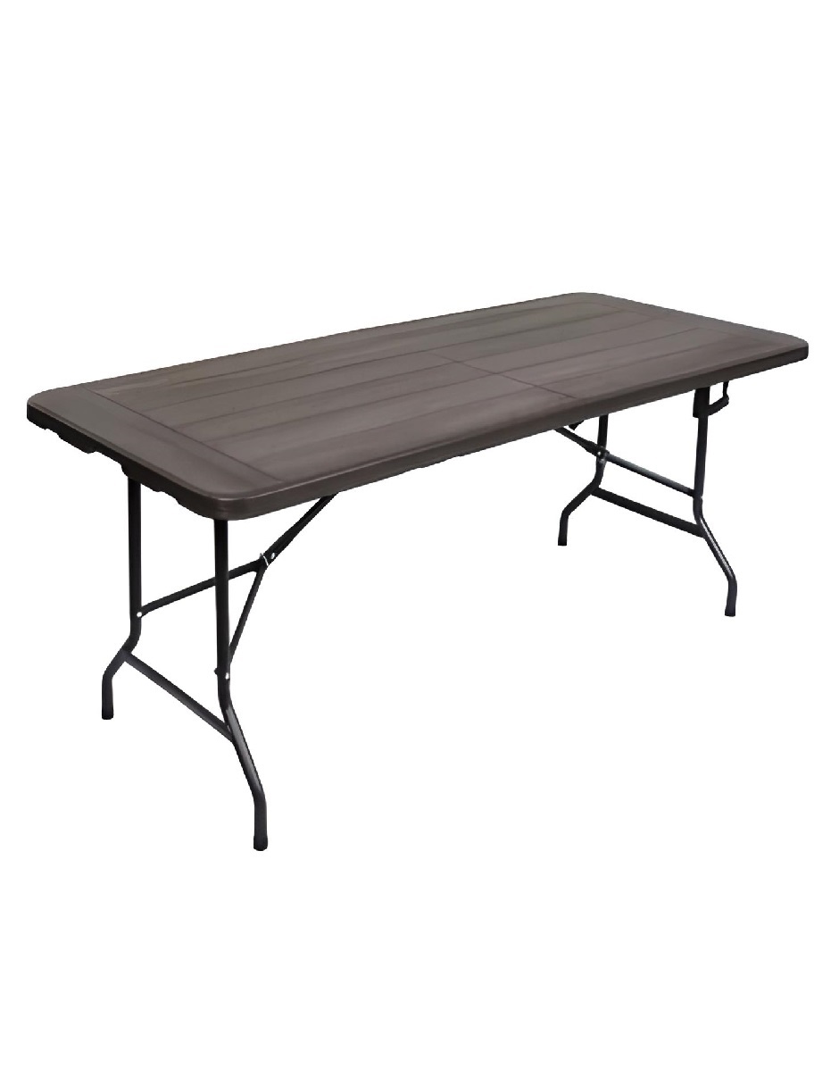 Mesa Plegable Plástico Estilo Madera Con Manija 1.80 Mts