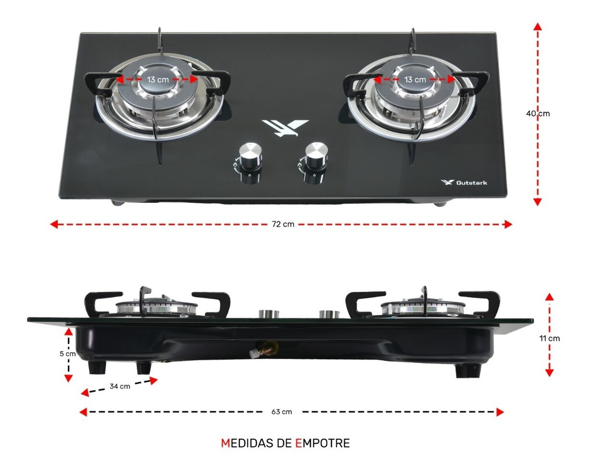Parrilla A Gas Lp Y Natural 2 Quemadores 72 X 40 X 11 Cm