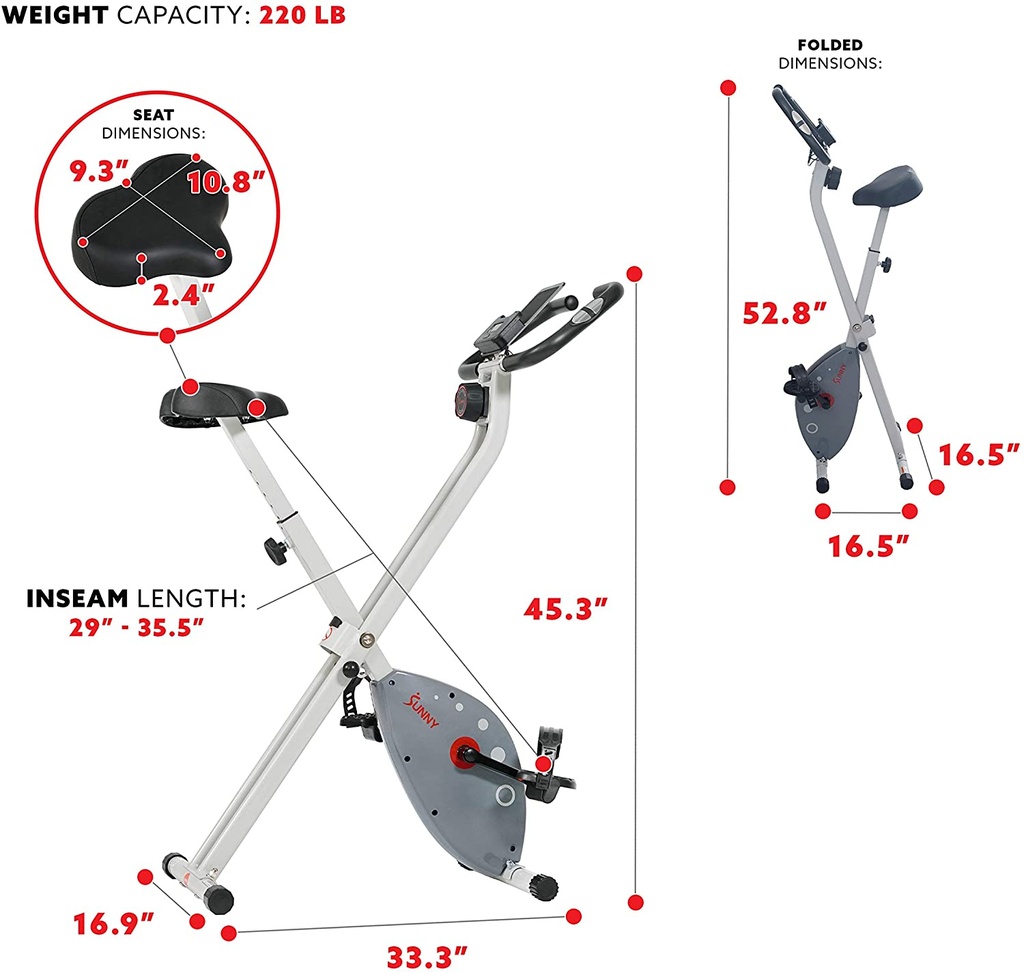  Bicicleta estática plegable SF-B2989 Sunny Health & Fitness