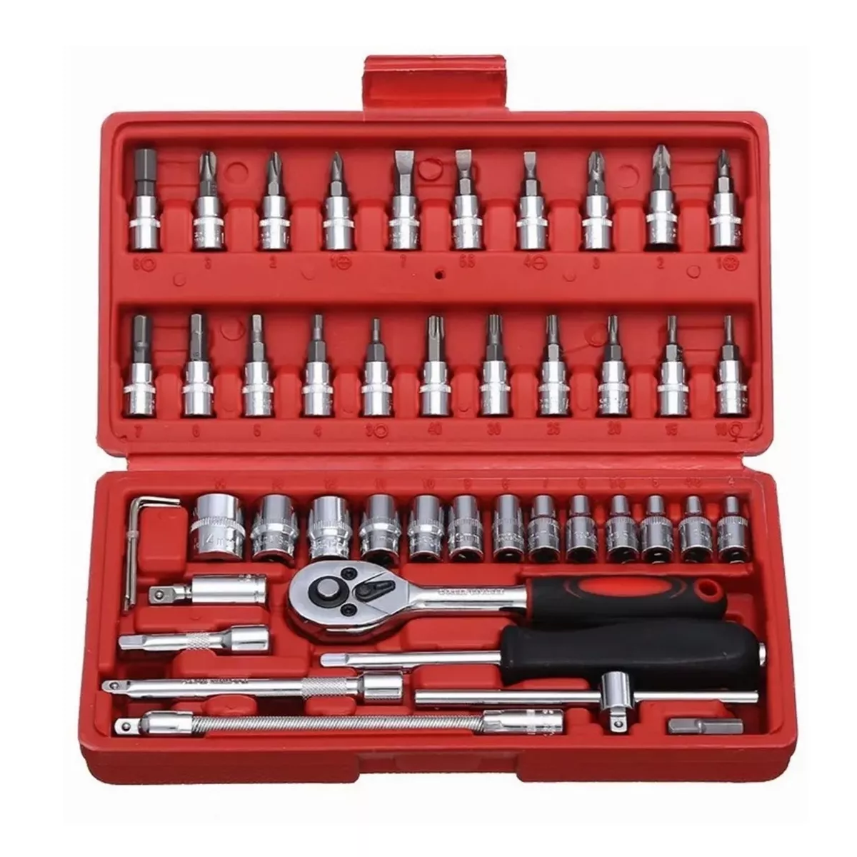 Herramienta Dados De Llave De Trinquete De 46 Pc En Caja