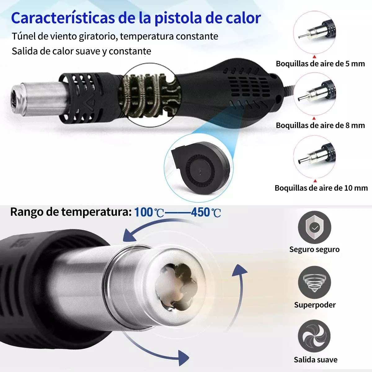 Estación De Soldadura 2 En 1 Pistola De Aire Y Cautín