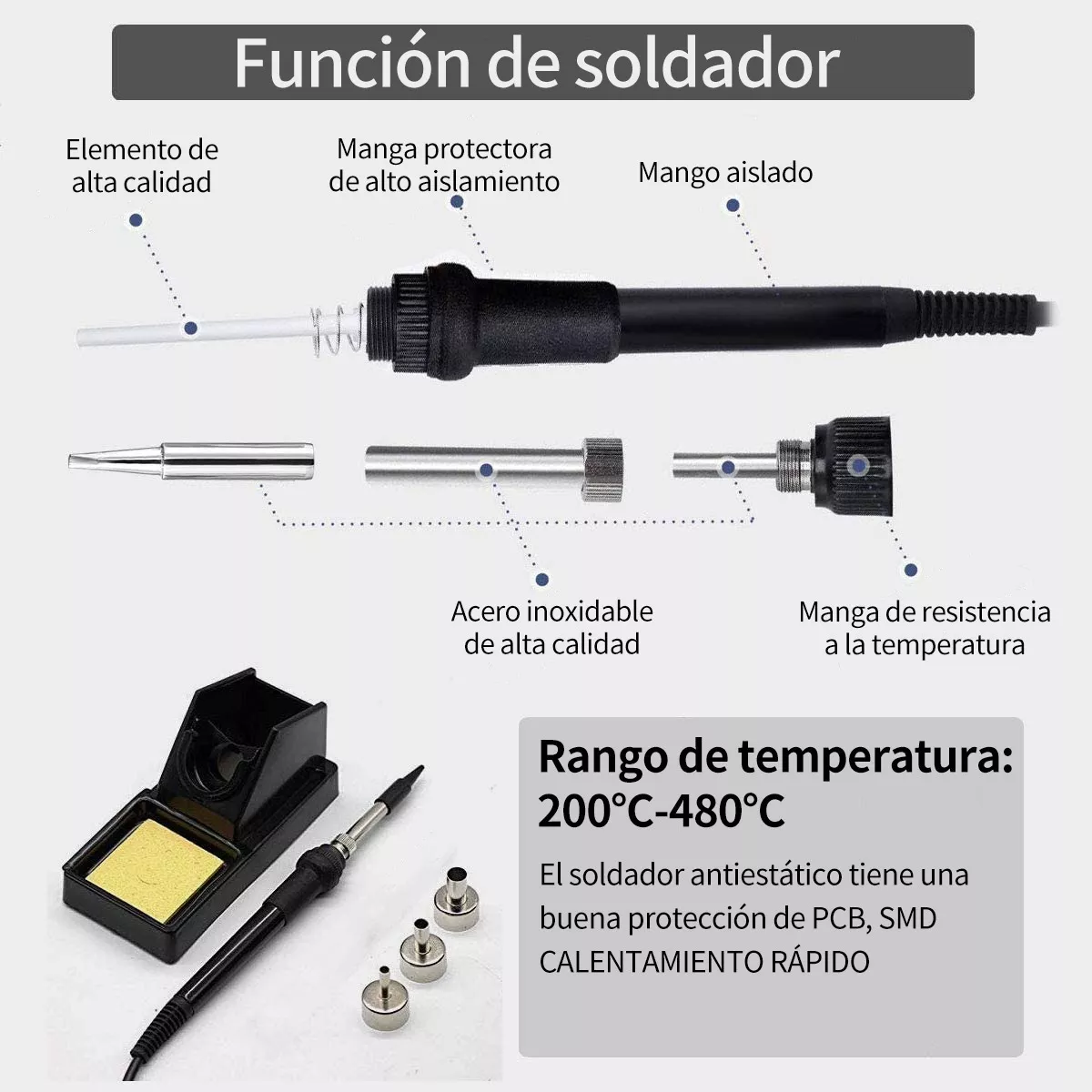 Estación De Soldadura 2 En 1 Pistola De Aire Y Cautín