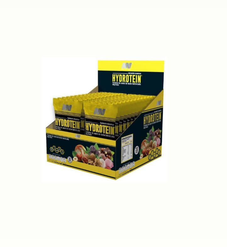 Caja de Hydrotein (30 sobres de proteina) 20 sabores diferentes.