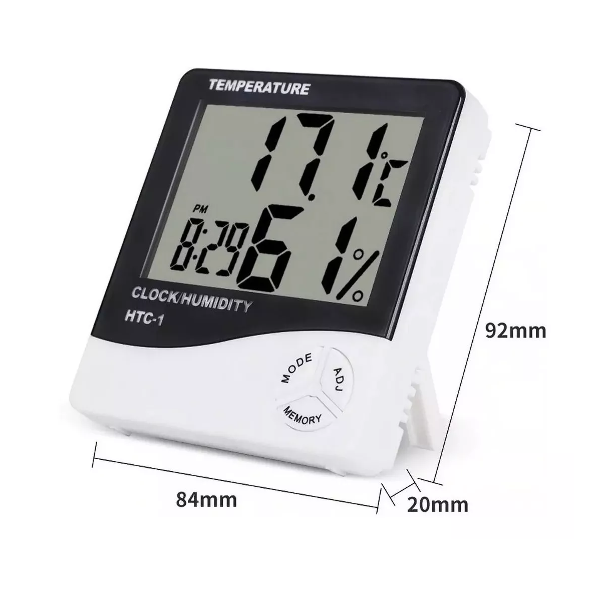 Higrometro Digital Termometro Medidor Humedad Reloj Alarma