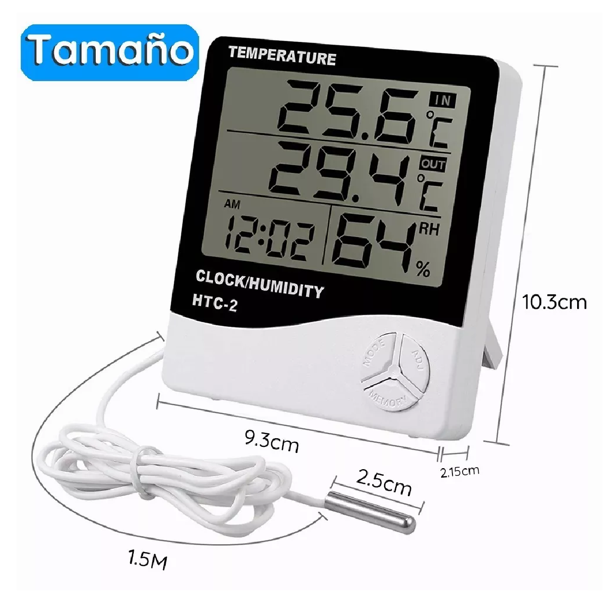 Termómetro para acuario display temperatura exterior e interior.