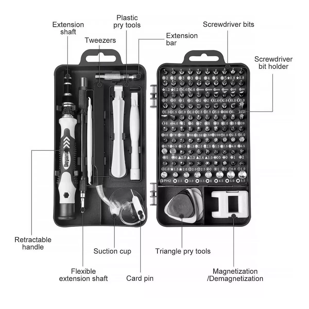Juego Kit De Mini Destornilladores Precisión 115 En 1 Estuche