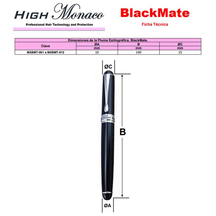 Pluma Fuente Punto Fino MXBMT-005-2 1pza 0,5mm Punta NegroBlanco 1 Tinta Azul Marino Acero Inoxidable Para Cartucho SmallCartri 3,4mm, BlackMate