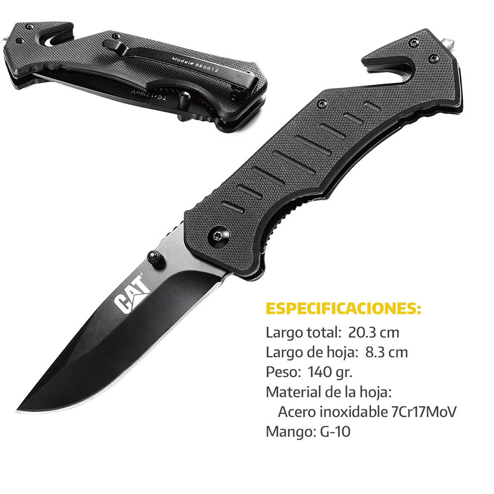 Navaja Lisa De Rescate Negra CAT