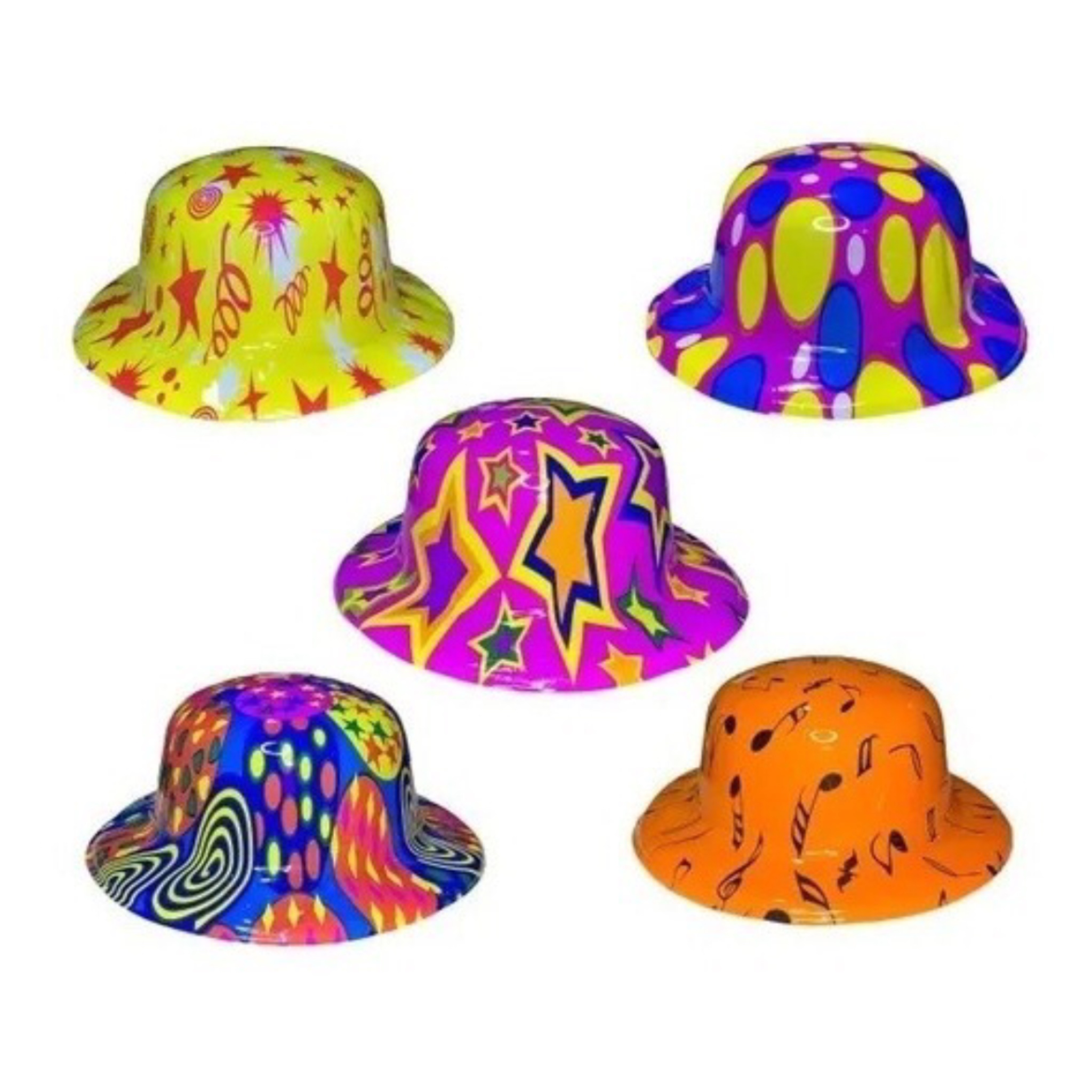 12 Sombrero Bombin Neon Plastico Fiesta Boda Evento Batuca