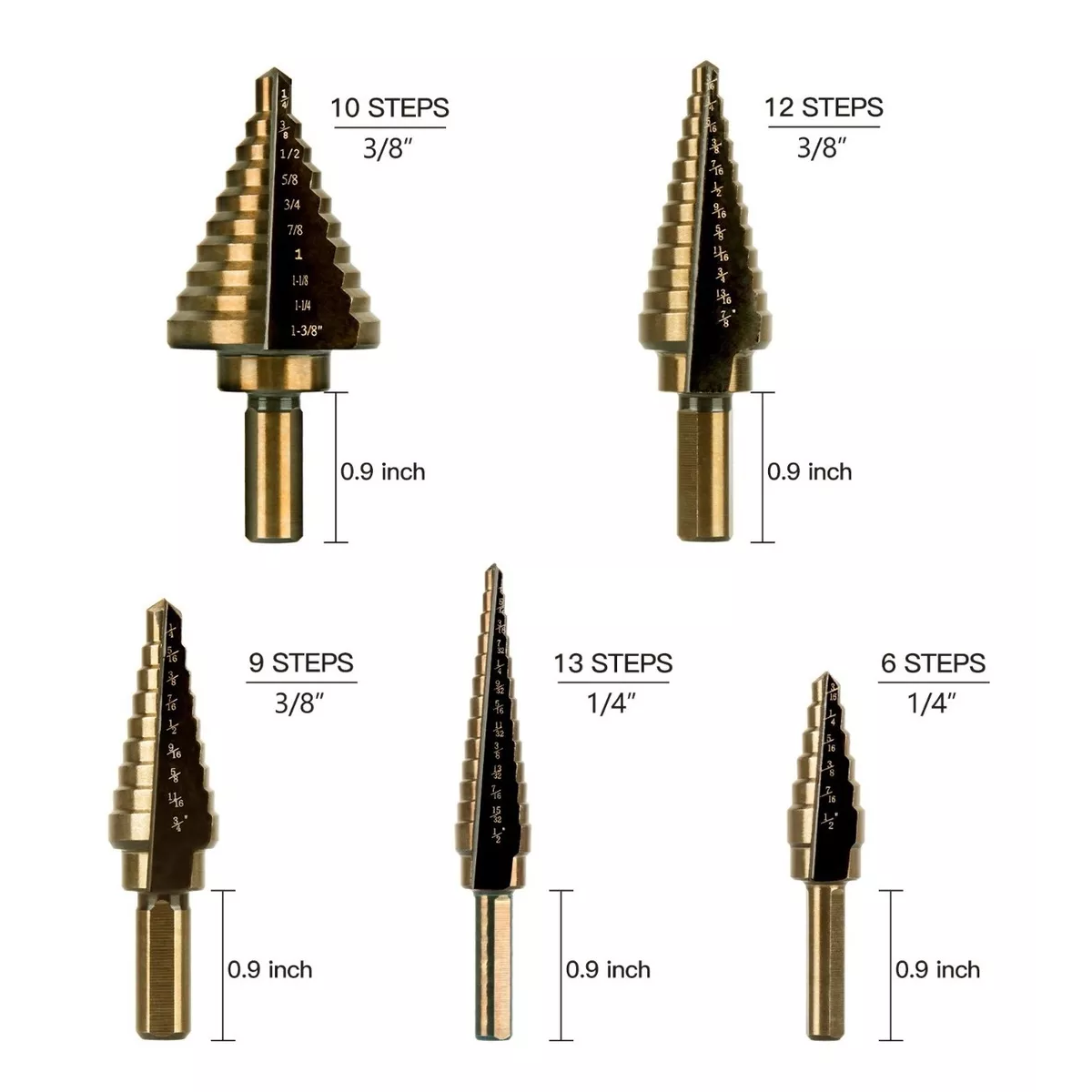 Kit Broca Escalonada De Acero Rápido 6 Uds. Y Estuche De Aluminio
