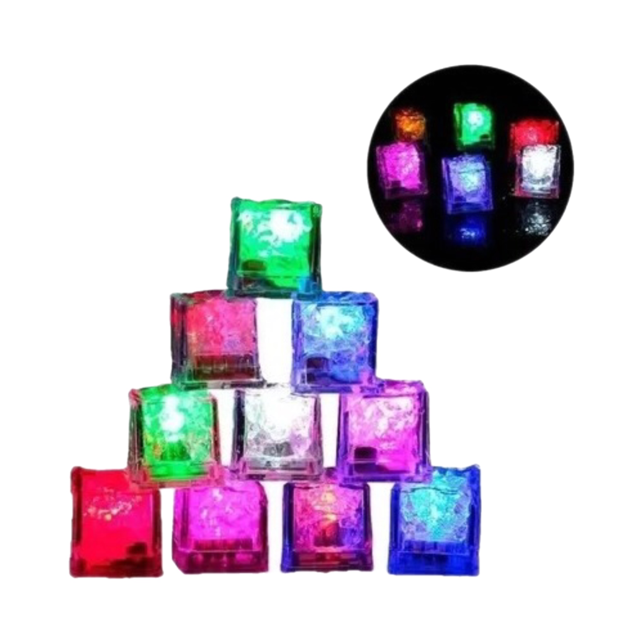 12 Cubos Hielo Led Luminosos Multicolor Fiesta Bebidas Bodas