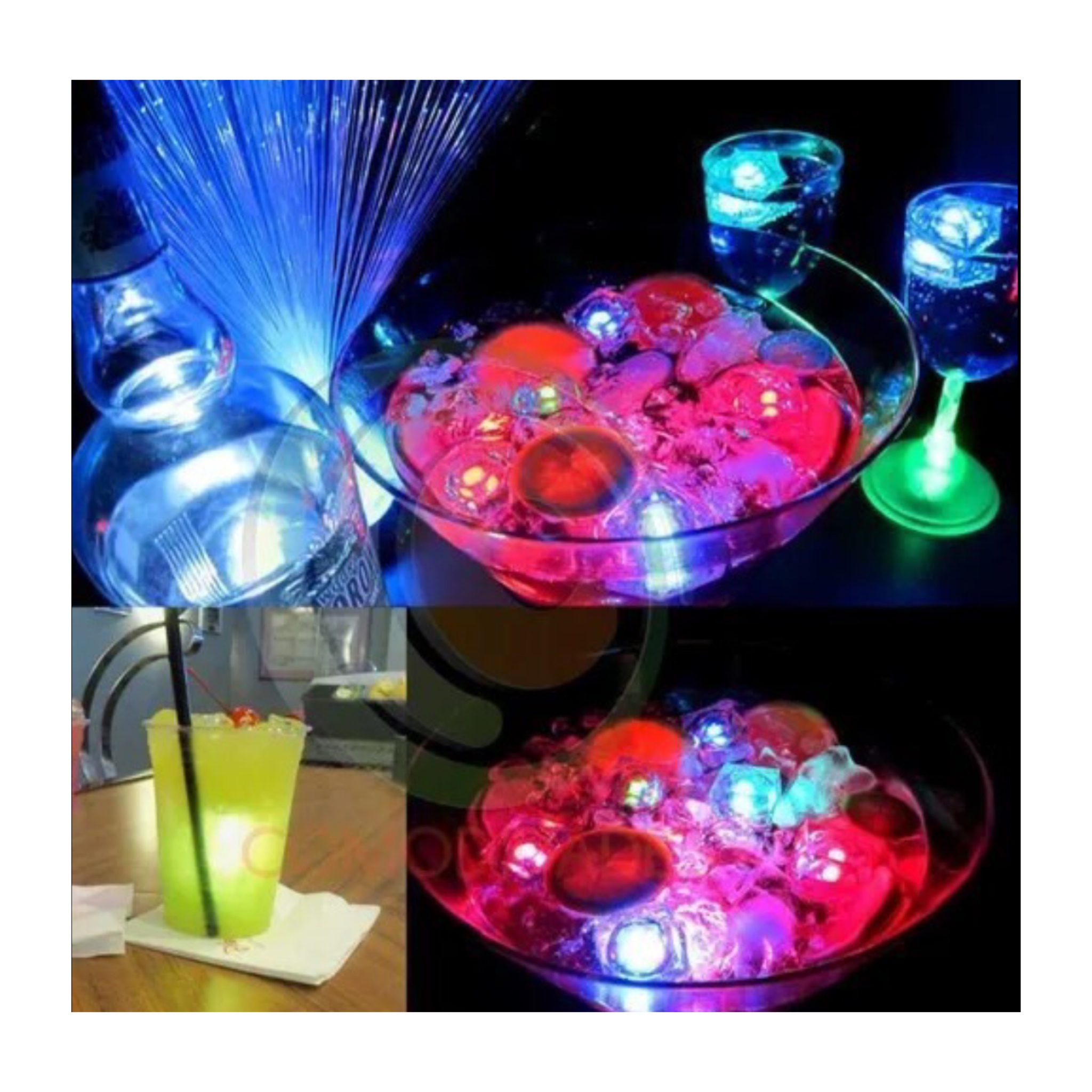 12 Cubos Hielo Led Luminosos Multicolor Fiesta Bebidas Bodas
