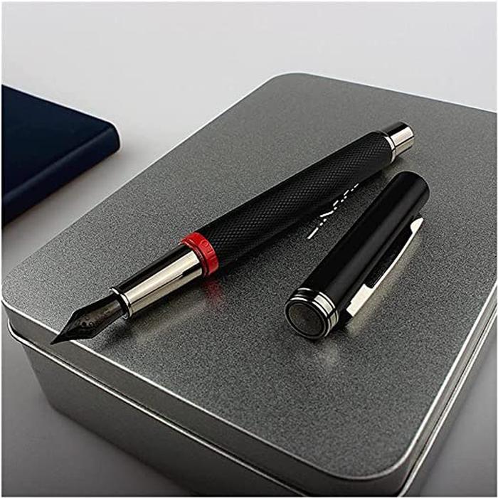 Bolígrafo Fuente Gran Diseño MXPEB-011-2 1pza 0,5mm Punta CaféNegro 1 Tinta Rosa Acero Inoxidable Para Cartucho SmallCartri 3,4mm, BlackPearl