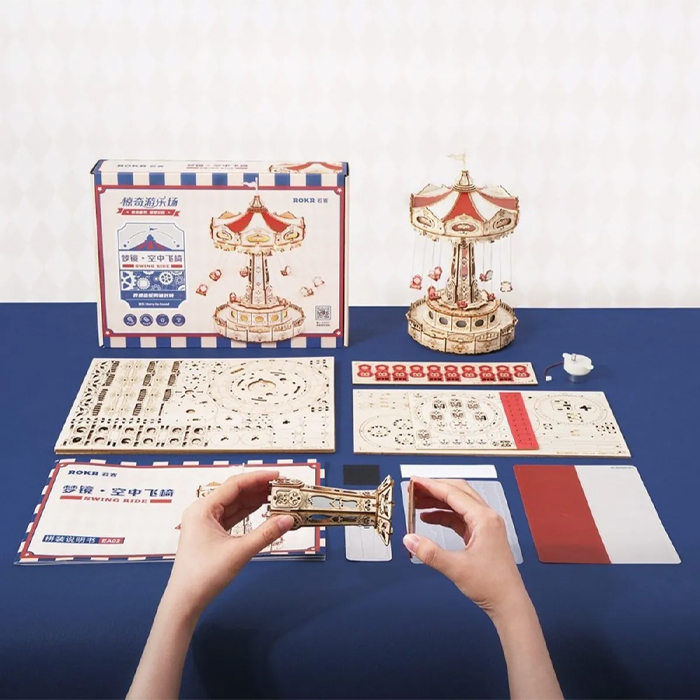 Rompecabezas 3D Madera Armable Carrusel De Columpios EA02.