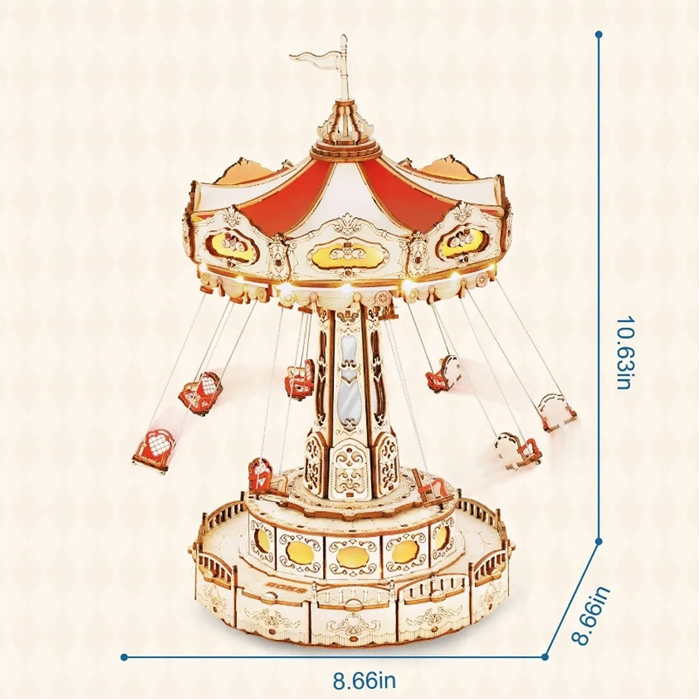 Rompecabezas 3D Madera Armable Carrusel De Columpios EA02.