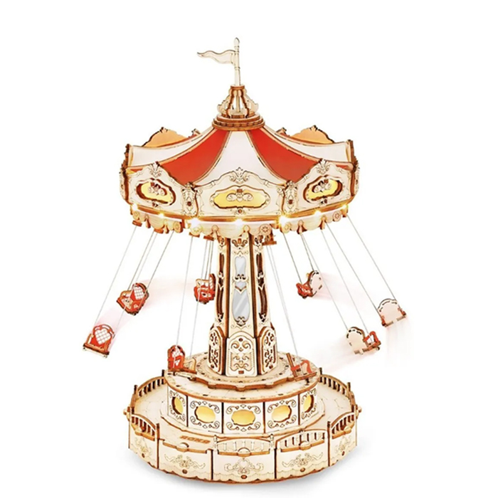 Rompecabezas 3D Madera Armable Carrusel De Columpios EA02.