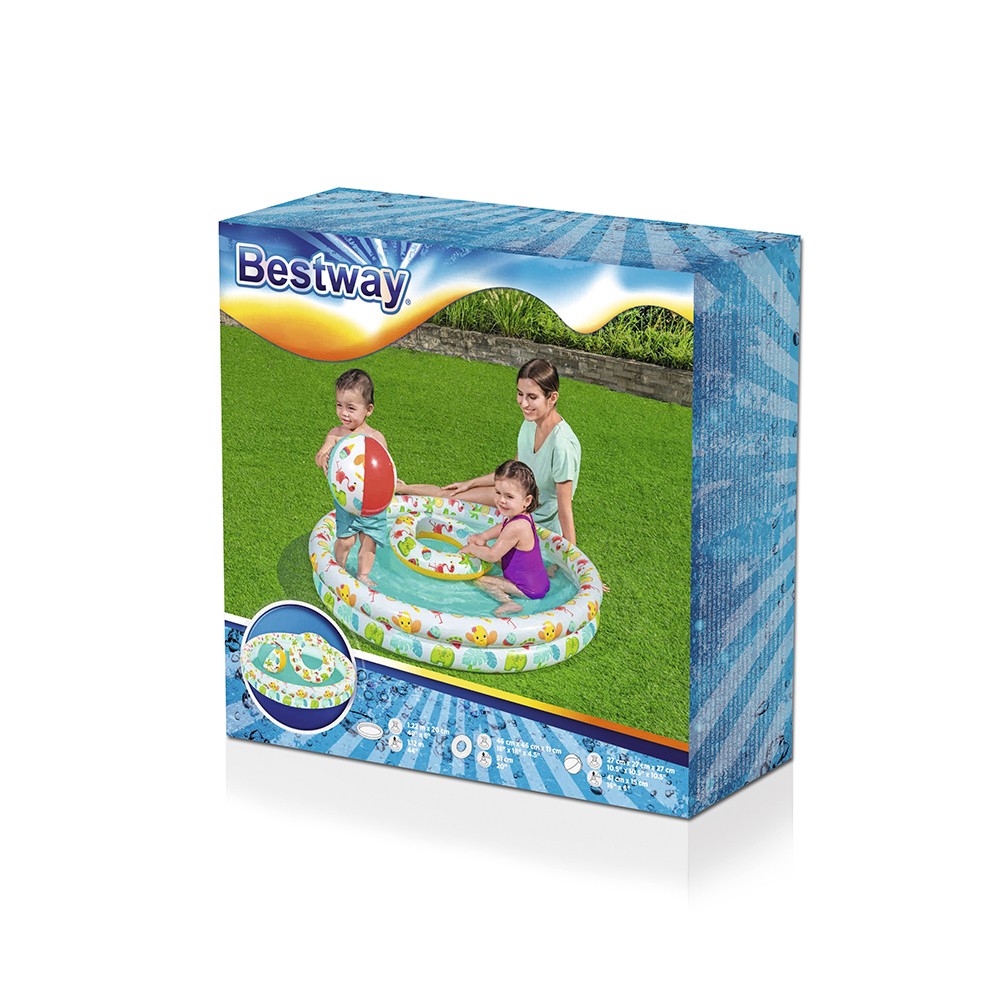 Alberca Piscina Inflable Circular 122 cm Incluye Pelota Y Salvavidas Para Niños