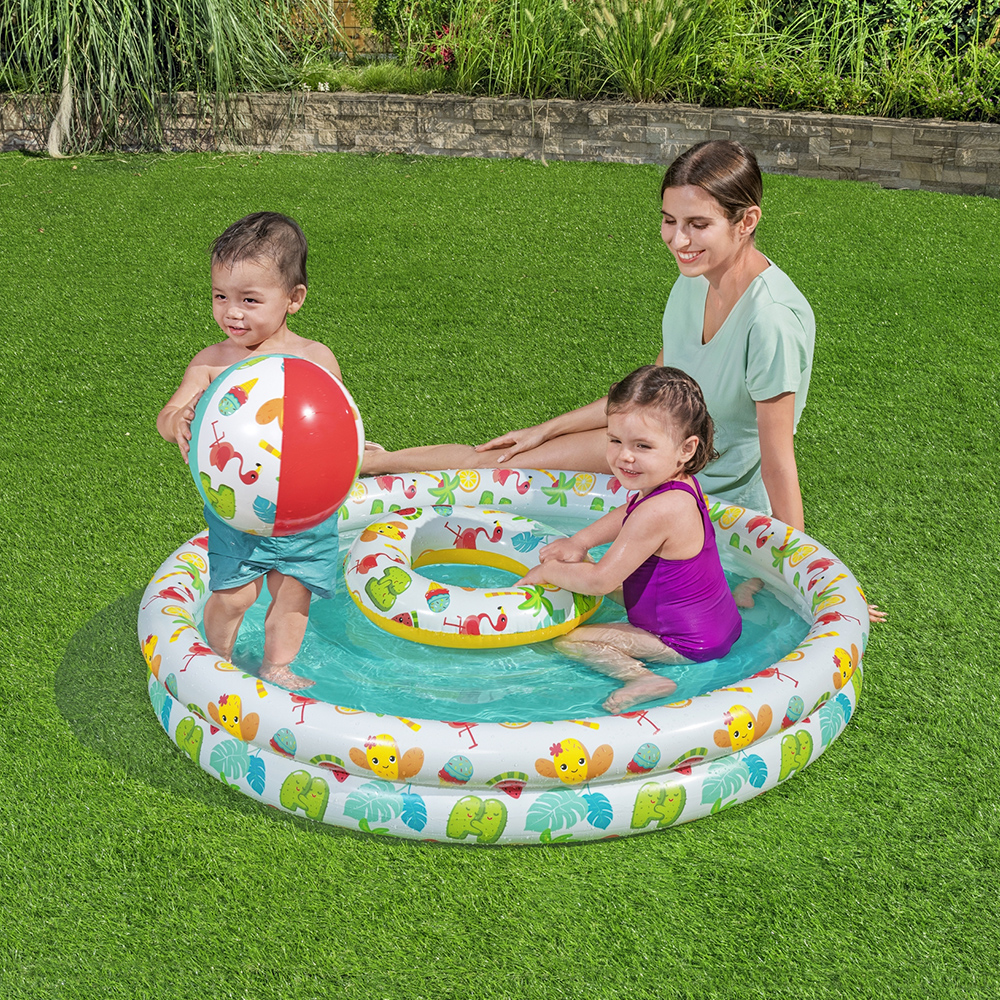 Alberca Piscina Inflable Circular 122 cm Incluye Pelota Y Salvavidas Para Niños