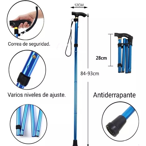 Bastón Plegable  Retráctil - Muy Ligero, Practico Y Cómodo
