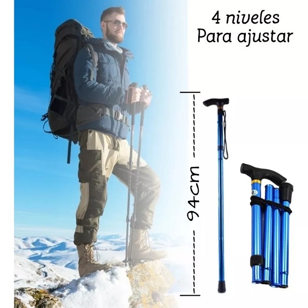 Bastón Plegable  Retráctil - Muy Ligero, Practico Y Cómodo