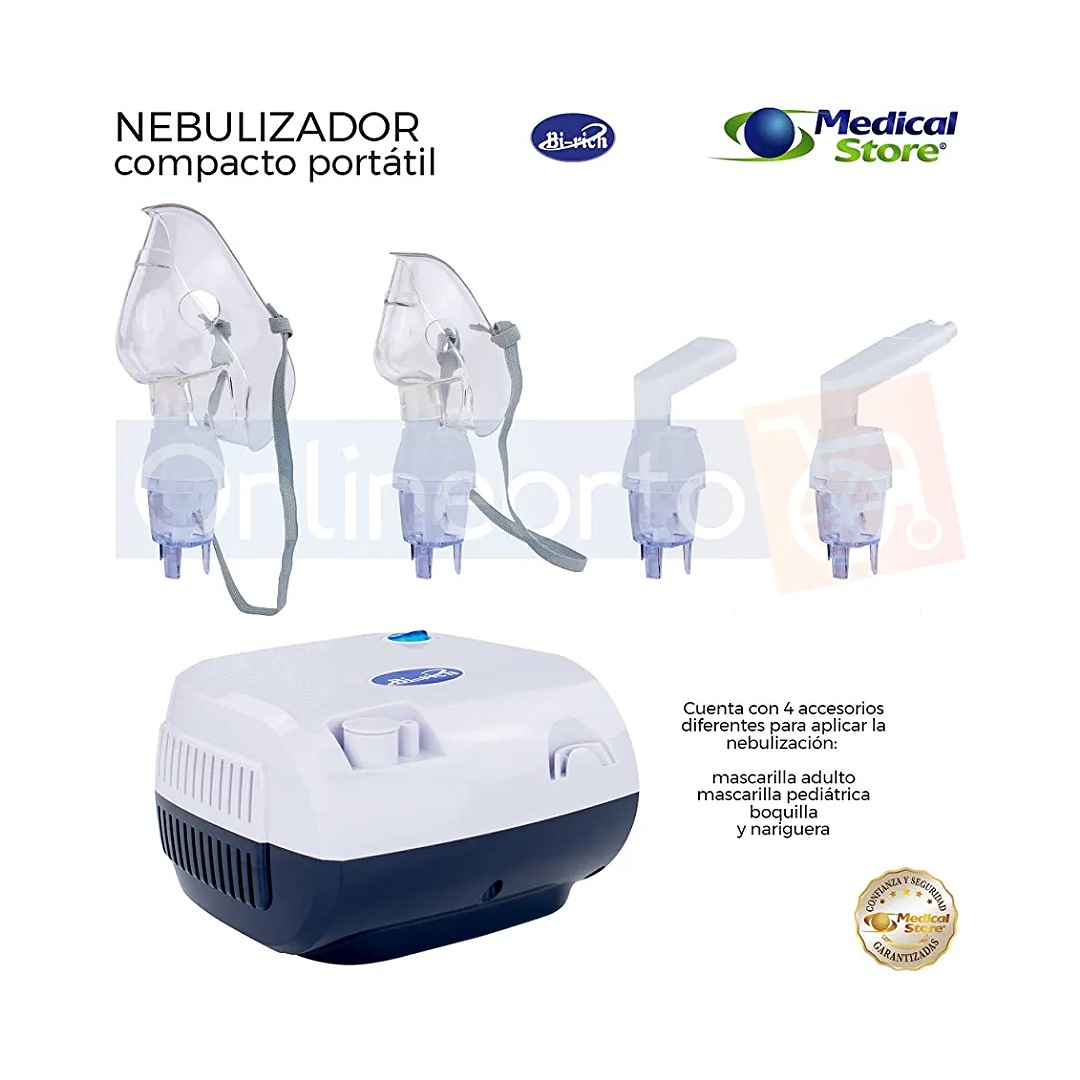 Nebulizador Adulto e Infantil Super Silencioso Modelo CN116, Contiene Kit de Mascarilla Adulta e Infantil, Boquilla en T, Narizera, Manguera de Aire, Taza Nebulizadora y Repuestos para Filtros de Aire