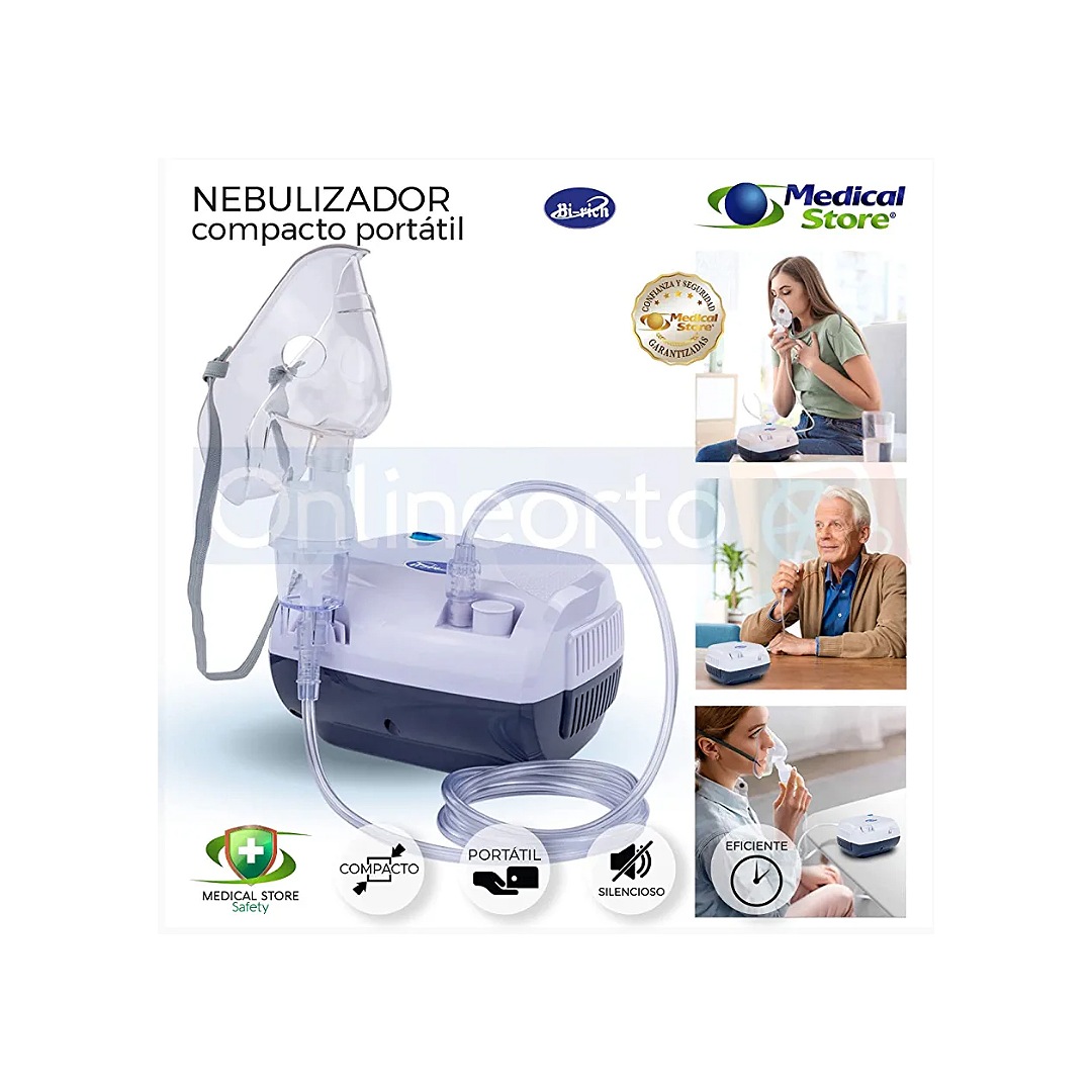 Nebulizador Adulto e Infantil Super Silencioso Modelo CN116, Contiene Kit de Mascarilla Adulta e Infantil, Boquilla en T, Narizera, Manguera de Aire, Taza Nebulizadora y Repuestos para Filtros de Aire