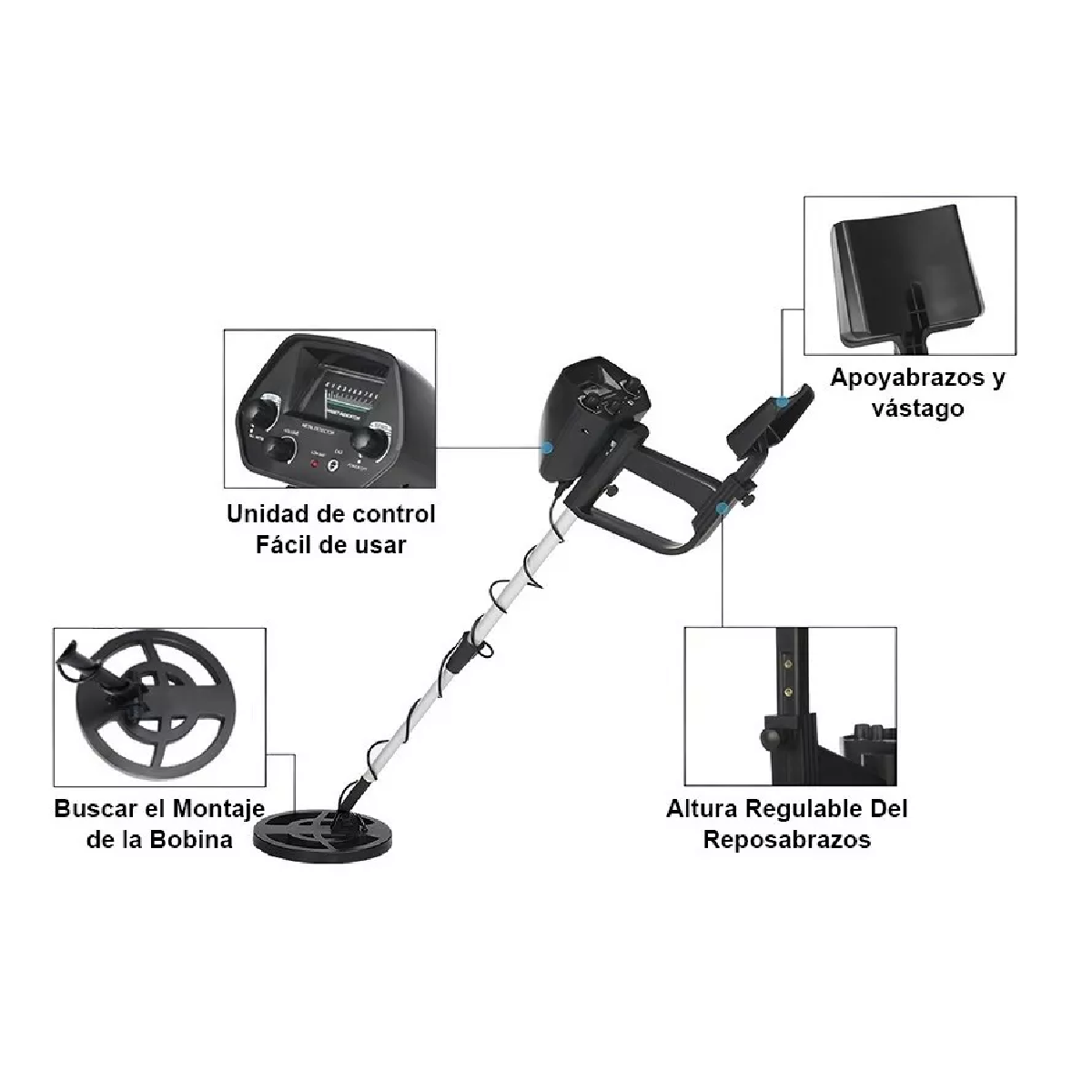 Detector Metales Subterraneos Alta Precisión Negro