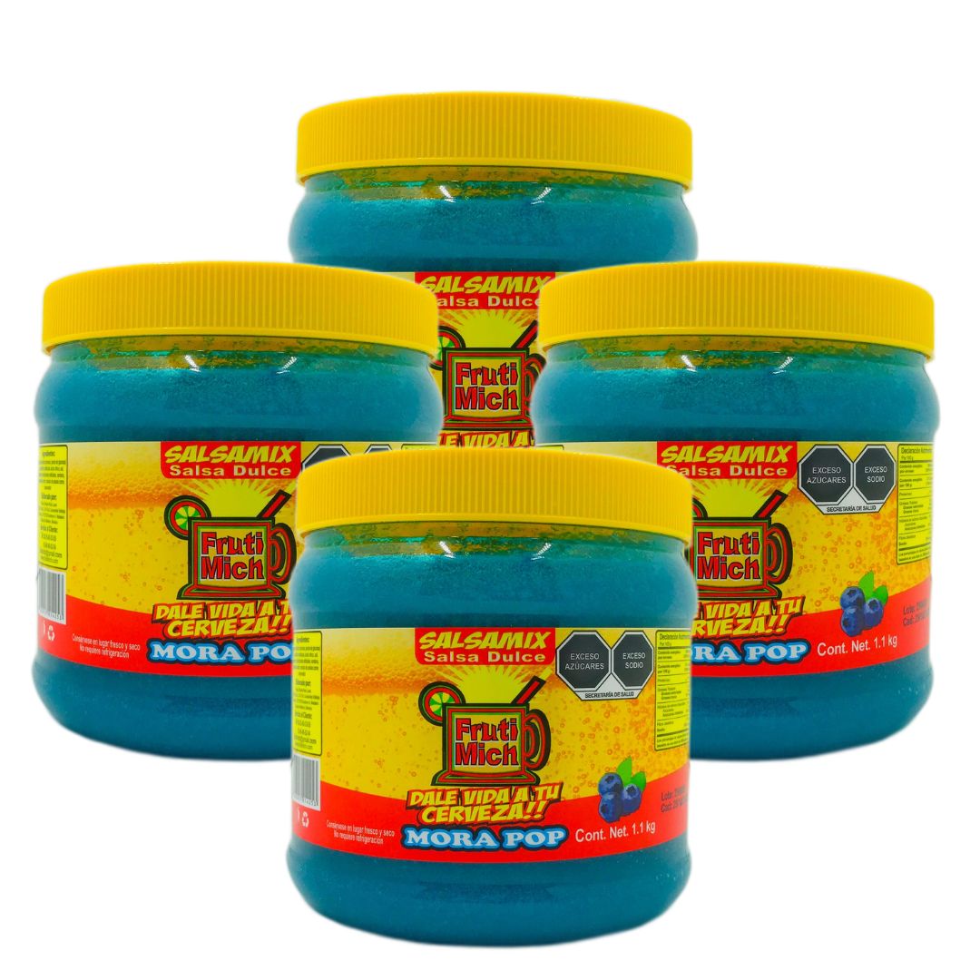 Pulpa Salsa Escarchar Michelada Frutimich 1.1kg Mora Pop Kit 4 Pz