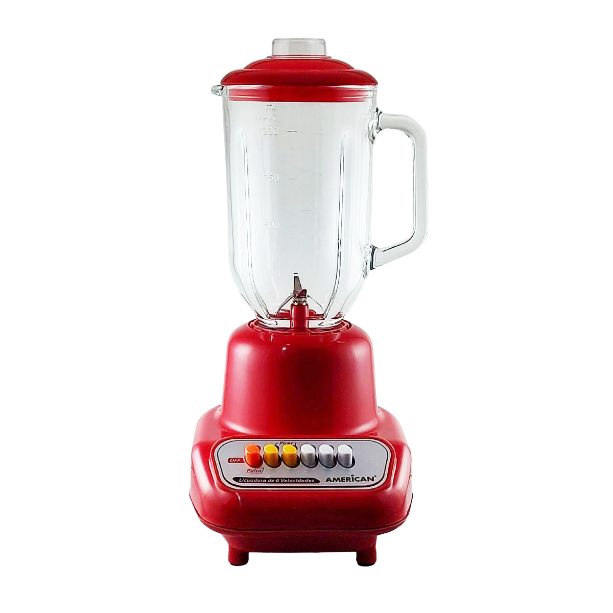 Licuadora American 8116 1 L roja con vaso de vidrio