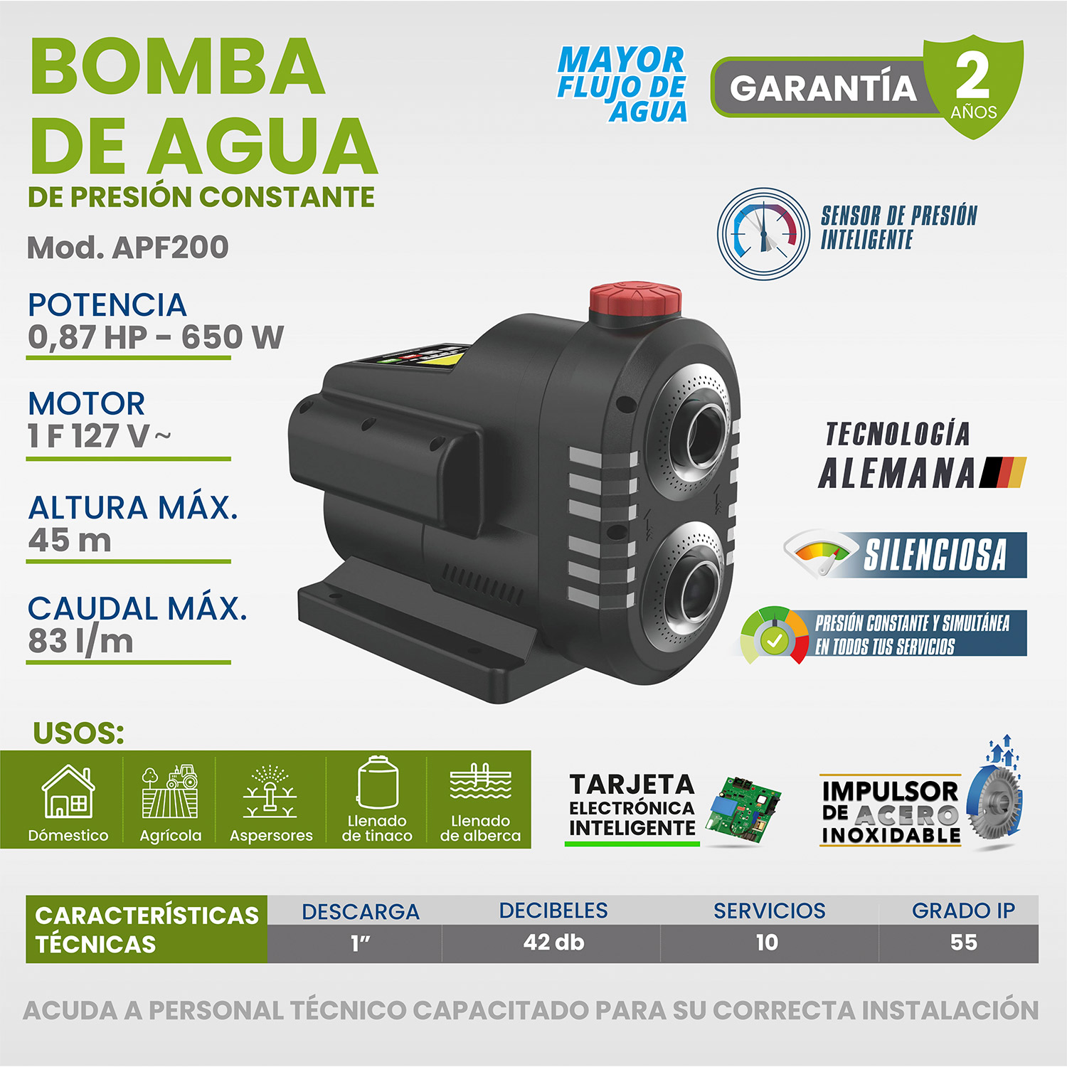 Bomba Presurizadora De Presión Constante Apf200 Igoto