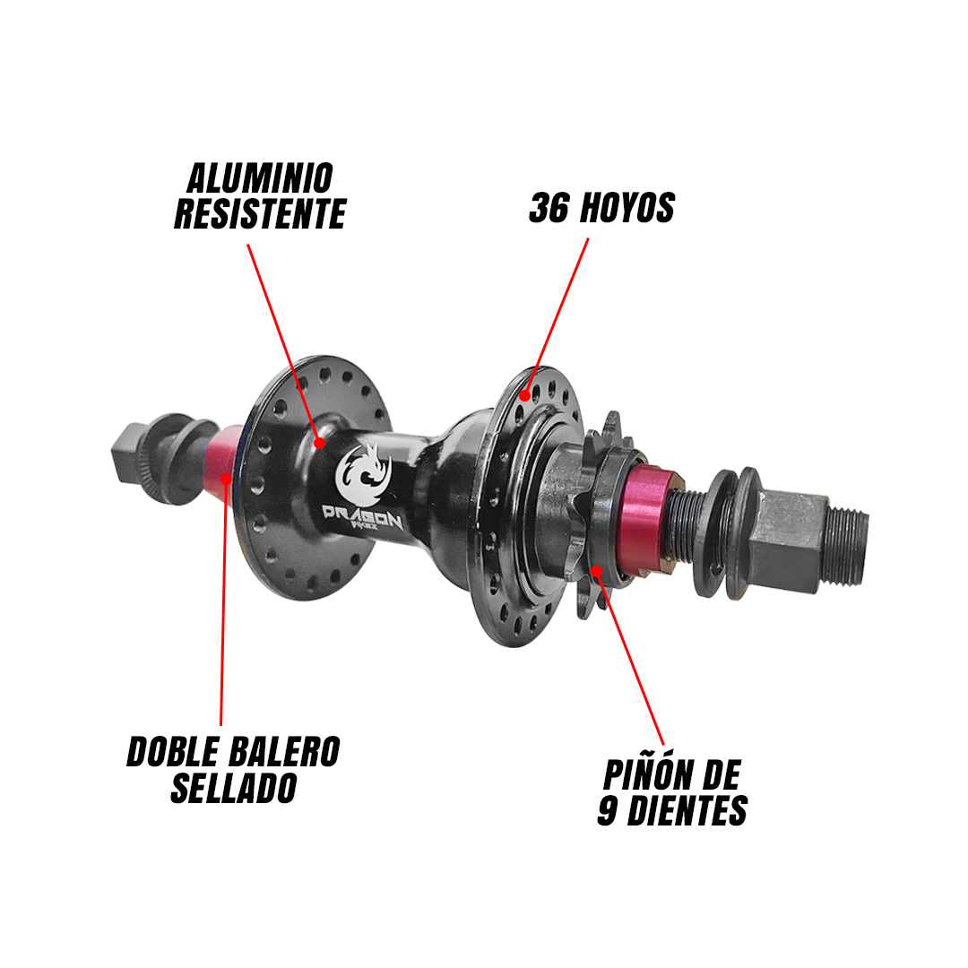 Par Bujes Mazas Bmx Delantera Y Trasera para Bicicleta 36h 14g Baleros Sellados