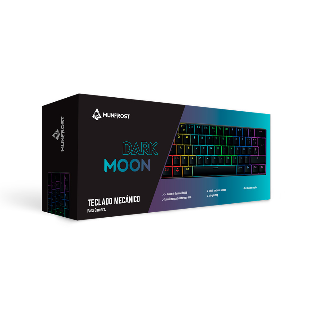 TECLADO MECANICO 60% MUNFROST DARK MOON NEGRO SWITCH RED