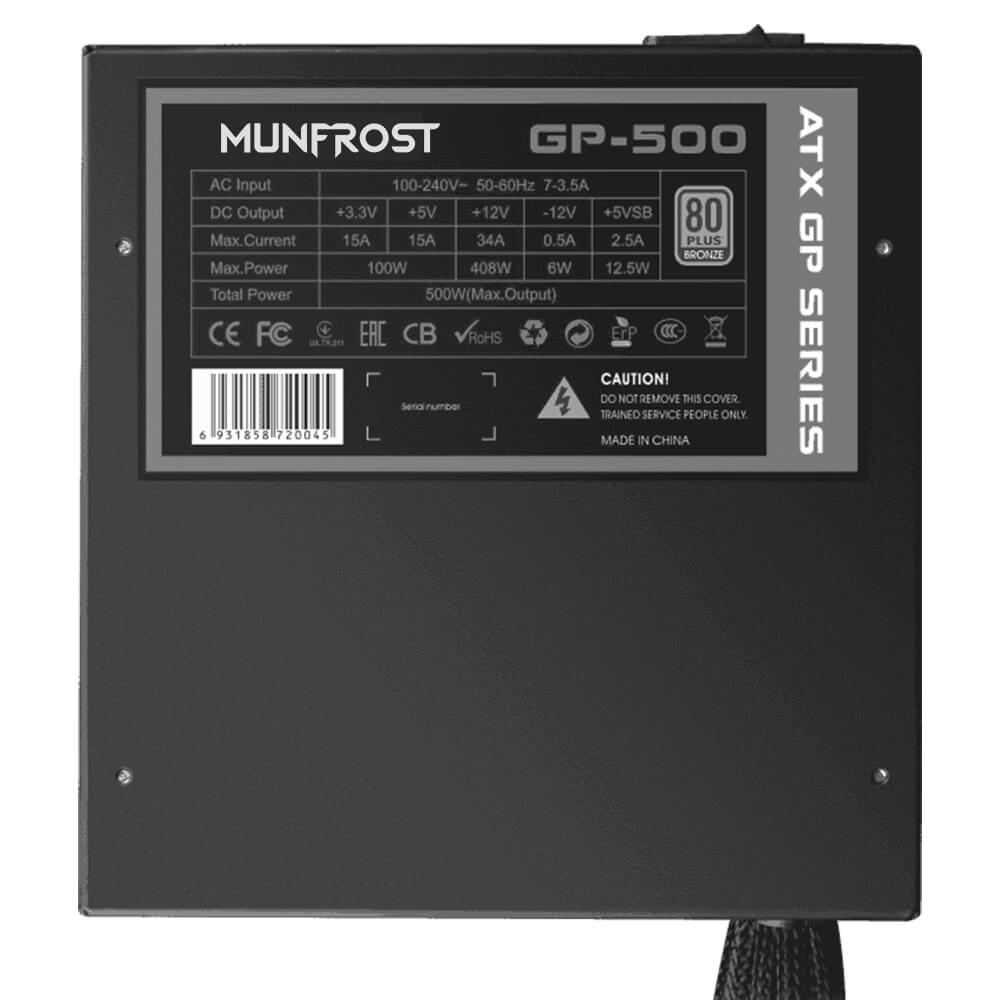FUENTE DE PODER MUNFROST 500W CP SERIES 80+ BRONZE GP-500