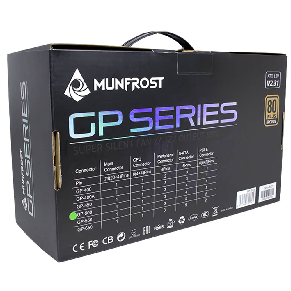 FUENTE DE PODER MUNFROST 500W CP SERIES 80+ BRONZE GP-500
