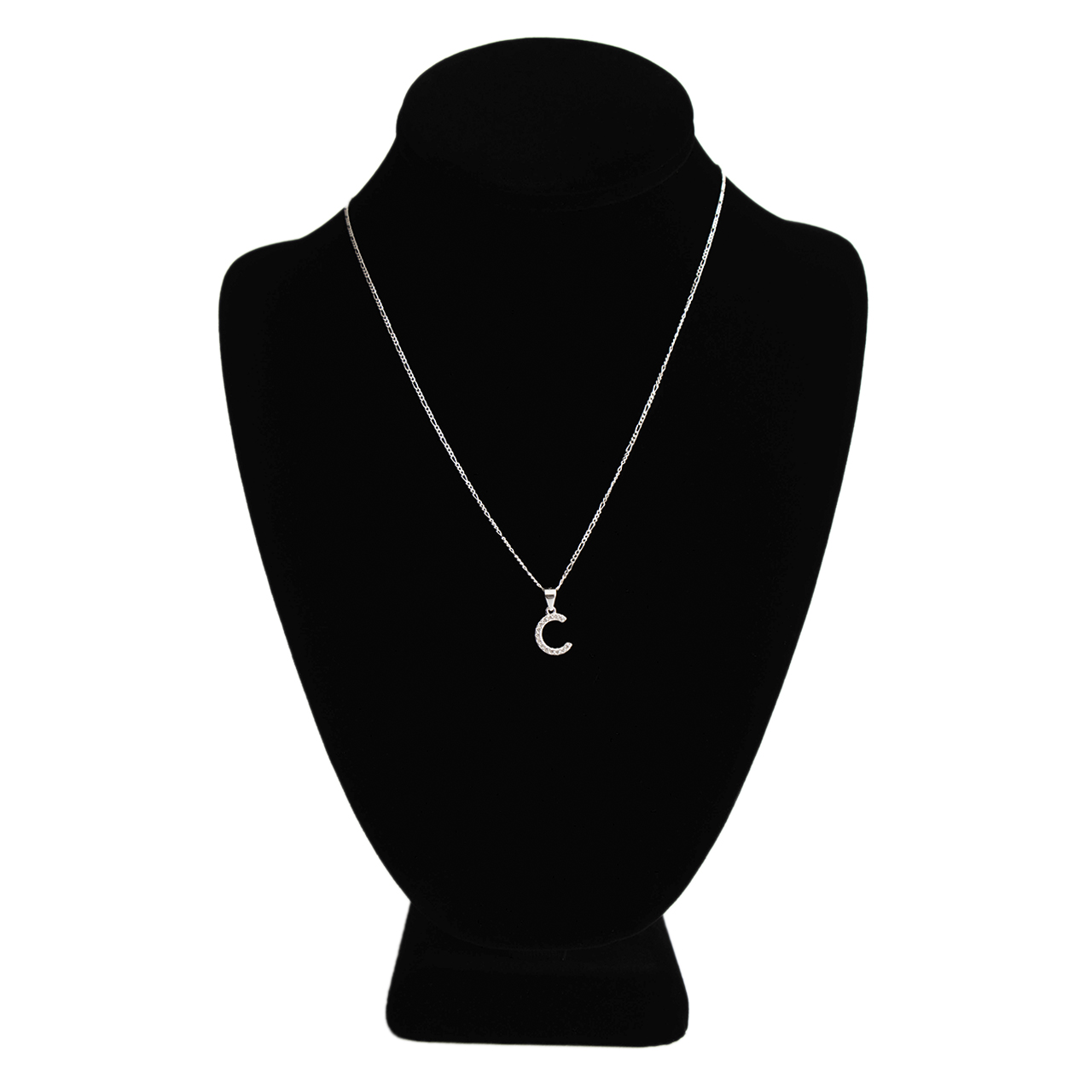 Dije letra C abecedario plata 925 + cadena plata 925 inicial