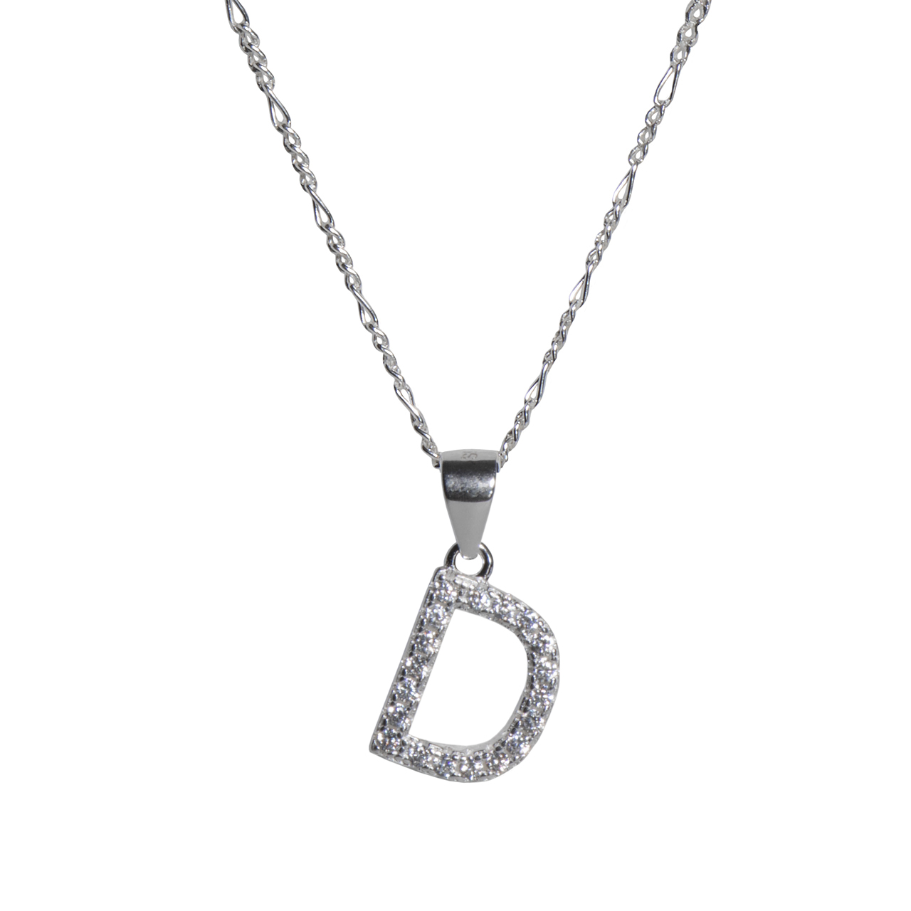 Dije letra D abecedario plata 925 + cadena plata 925 inicial