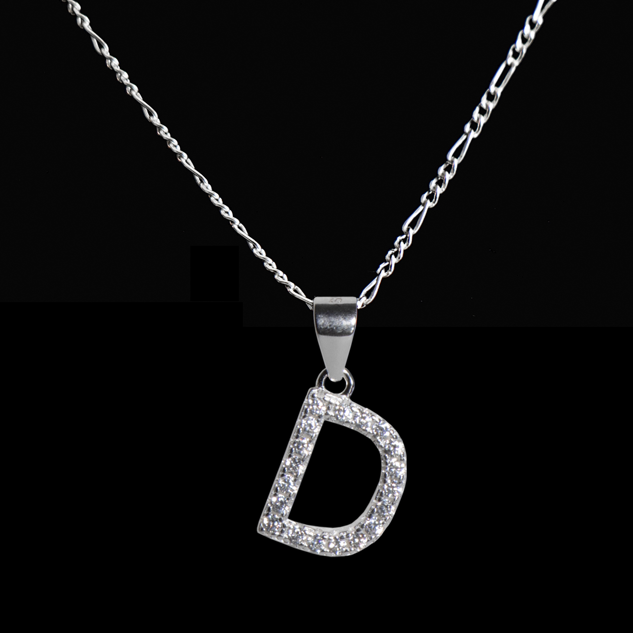 Dije letra D abecedario plata 925 + cadena plata 925 inicial