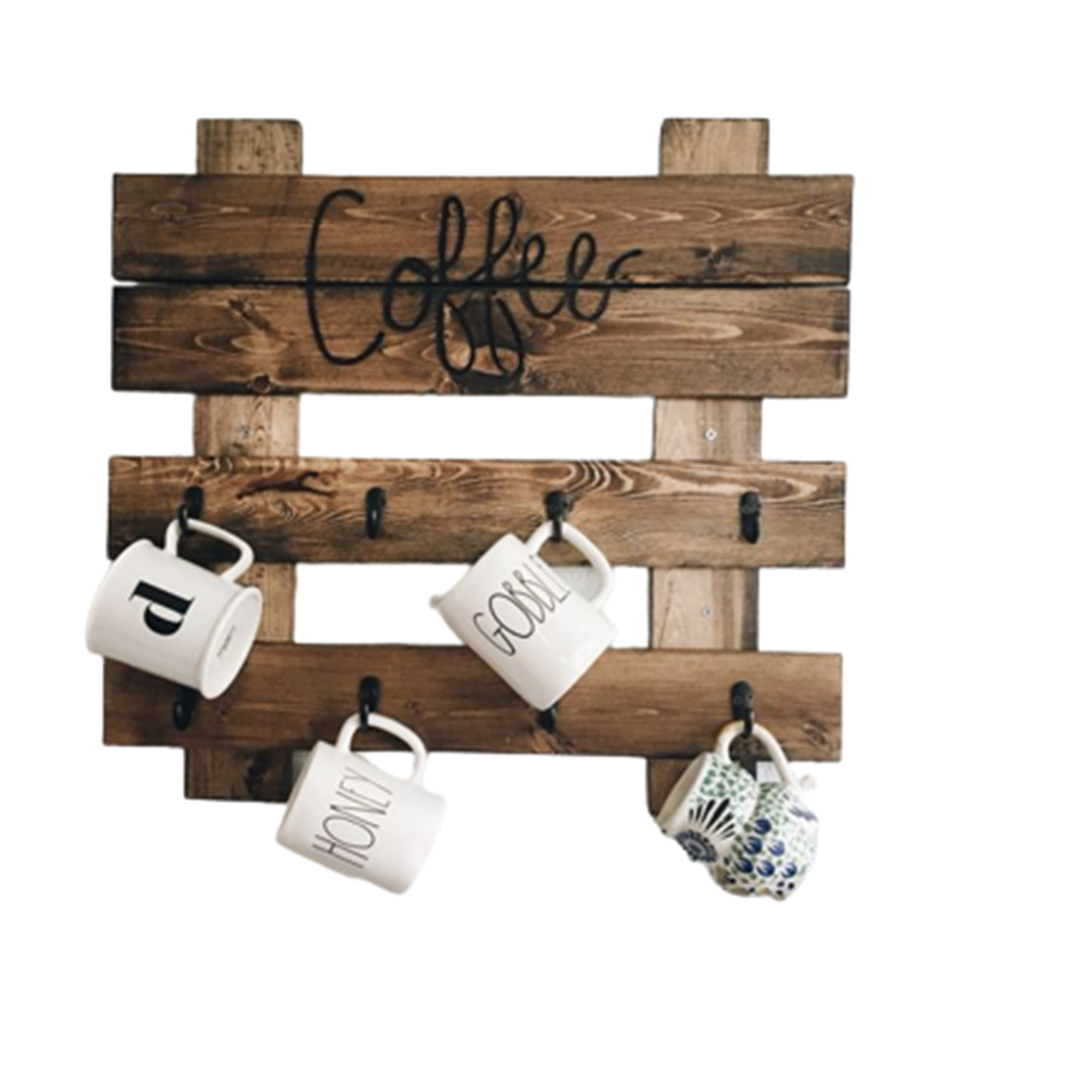 Porta Tazas de Madera, Organizador de Tazas de Pared