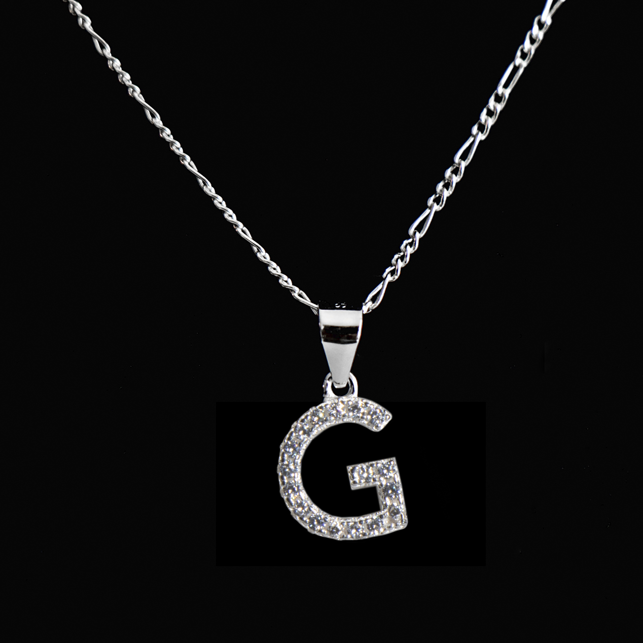 Dije letra G abecedario plata 925 + cadena plata 925 inicial