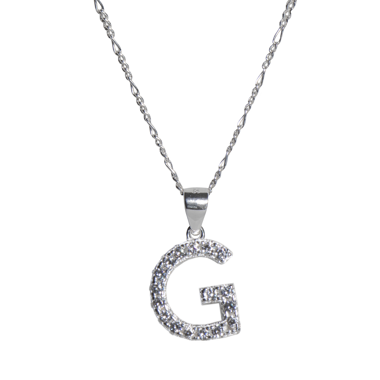 Dije letra G abecedario plata 925 + cadena plata 925 inicial